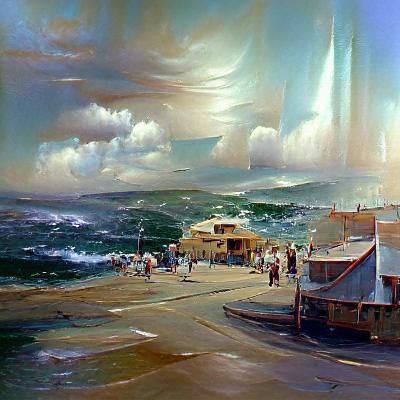 1950s Scene in Oil Painting Style