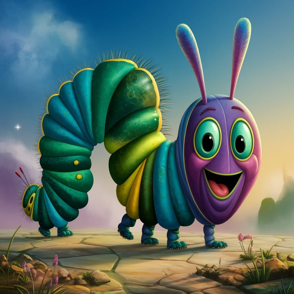 Excited Caterpillar Illustration