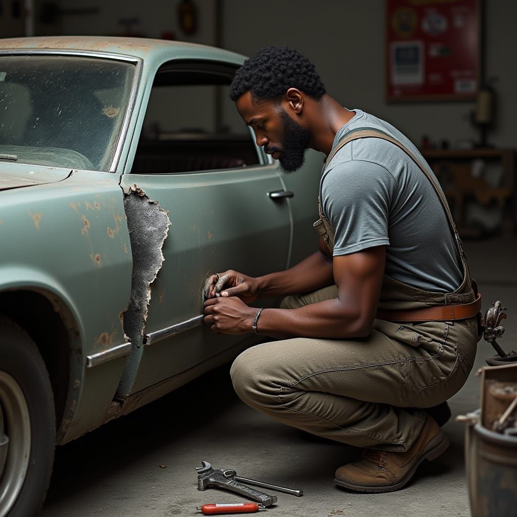 Hyper-Realistic Portrait of a Mechanic in Action