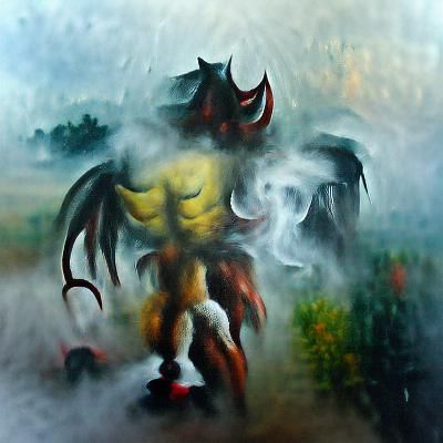 Ethereal Demon Appears in Oil Painting