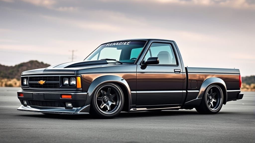 Cyberpunk Carbon Fiber Chevy S10 Drift Drag Racecar
