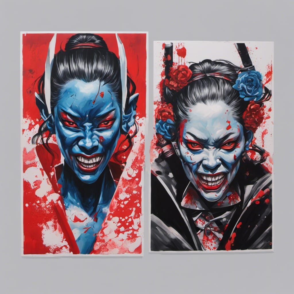 Samurai Vampire Battle: Graffiti Art Style