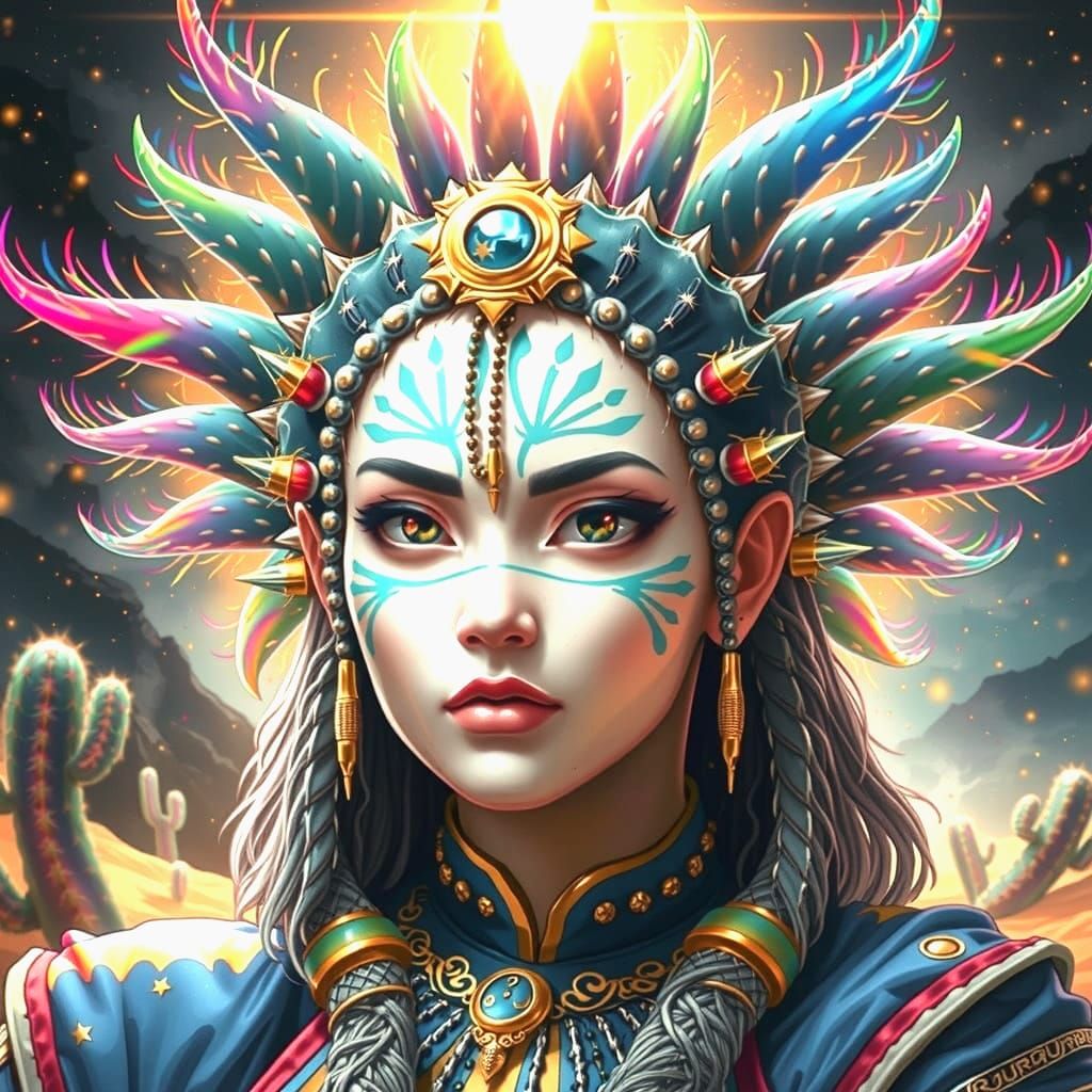 Ethereal Cacti Master Radiates Rainbow Light in a Desert-For...