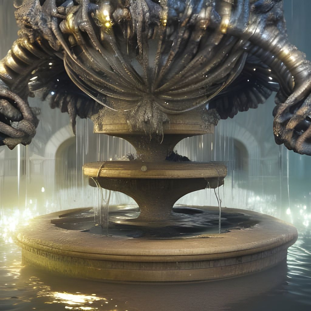 Mystical Upside Down Fountain Sculpture in 3D