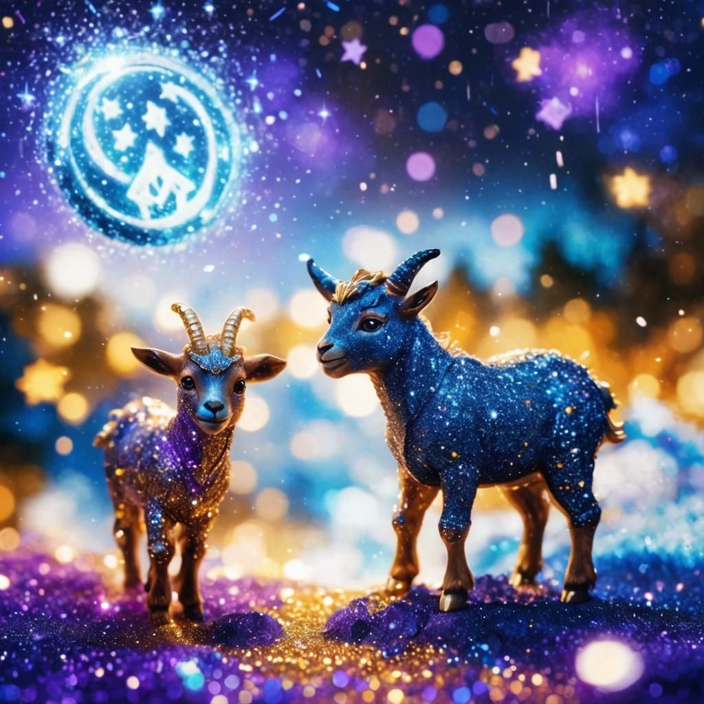 Cute Baby-Goat Bling-Glitter-Gala Under Home Moon