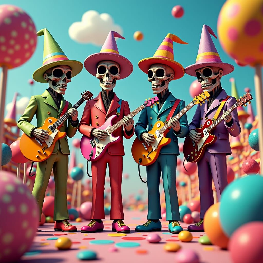 Whimsical Beatles-Inspired Reapers in Candyland