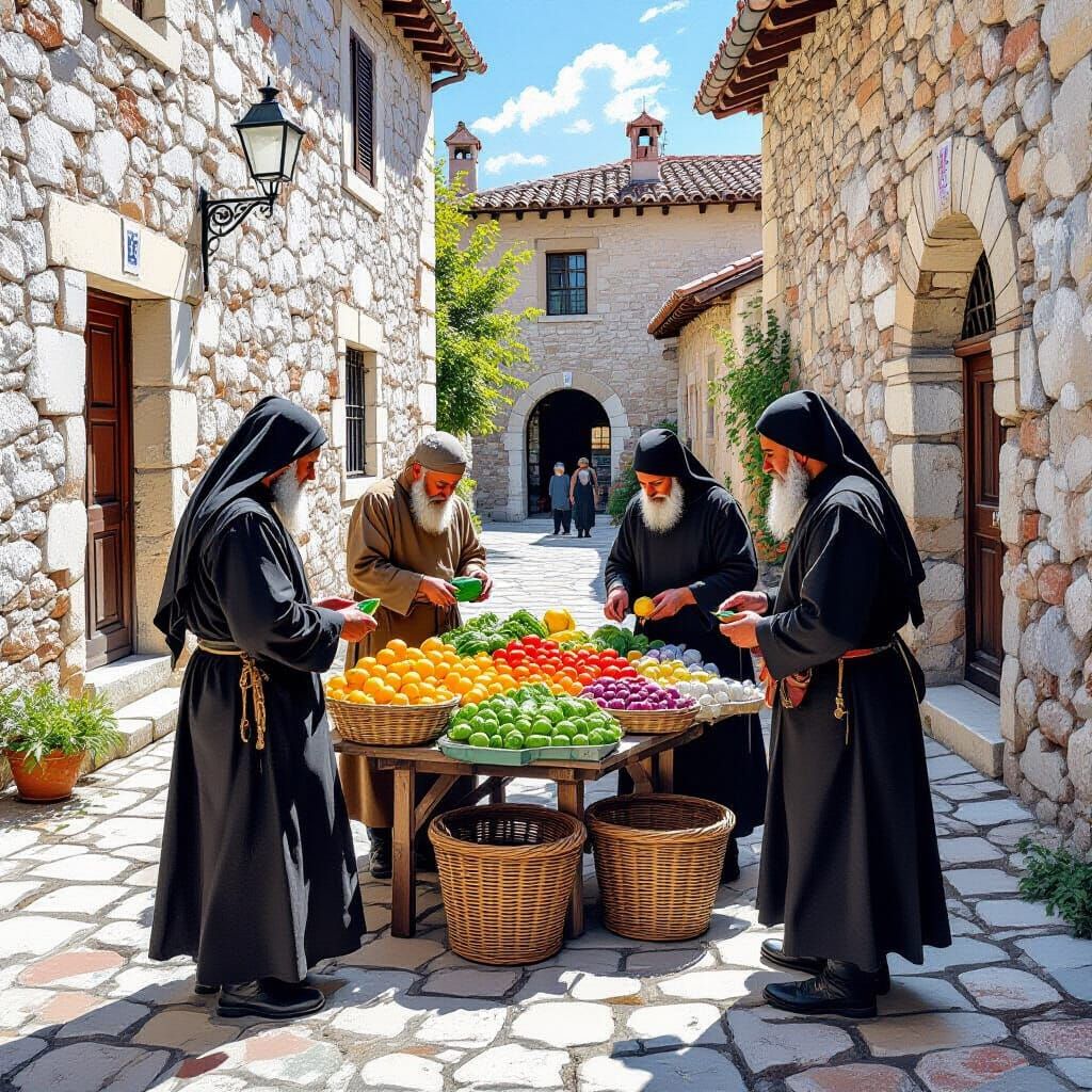 Byzantine Italy: Farmers Market near Benedictine Monastery