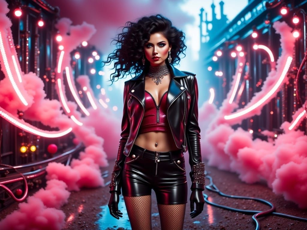 Cyberpunk Goddess in Dystopian Wasteland