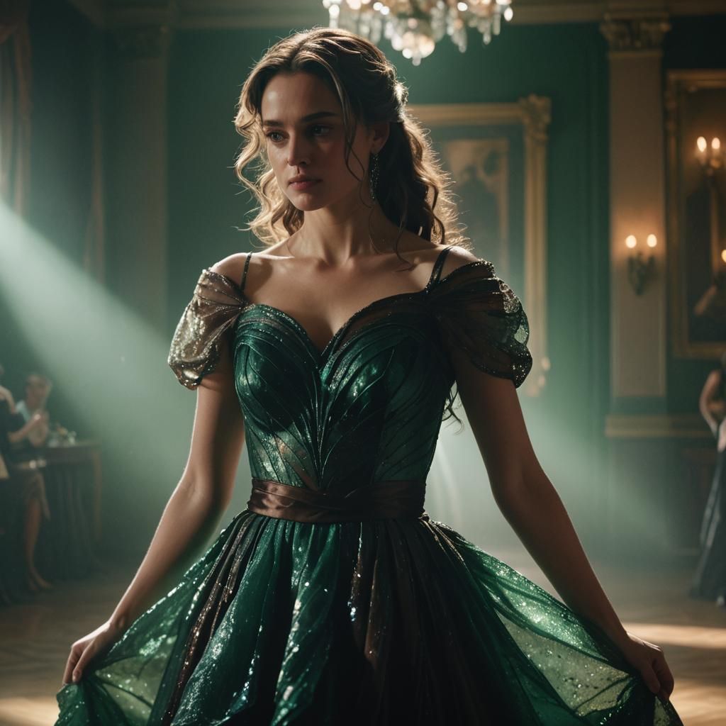 Woman in Ballroom: Hyper-Realistic Digital Art