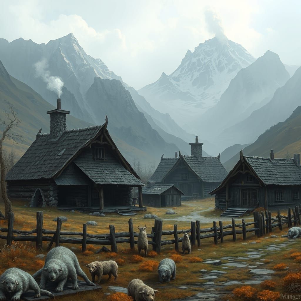 Nordic Hunting Village in Solstheim: Fantasy Art