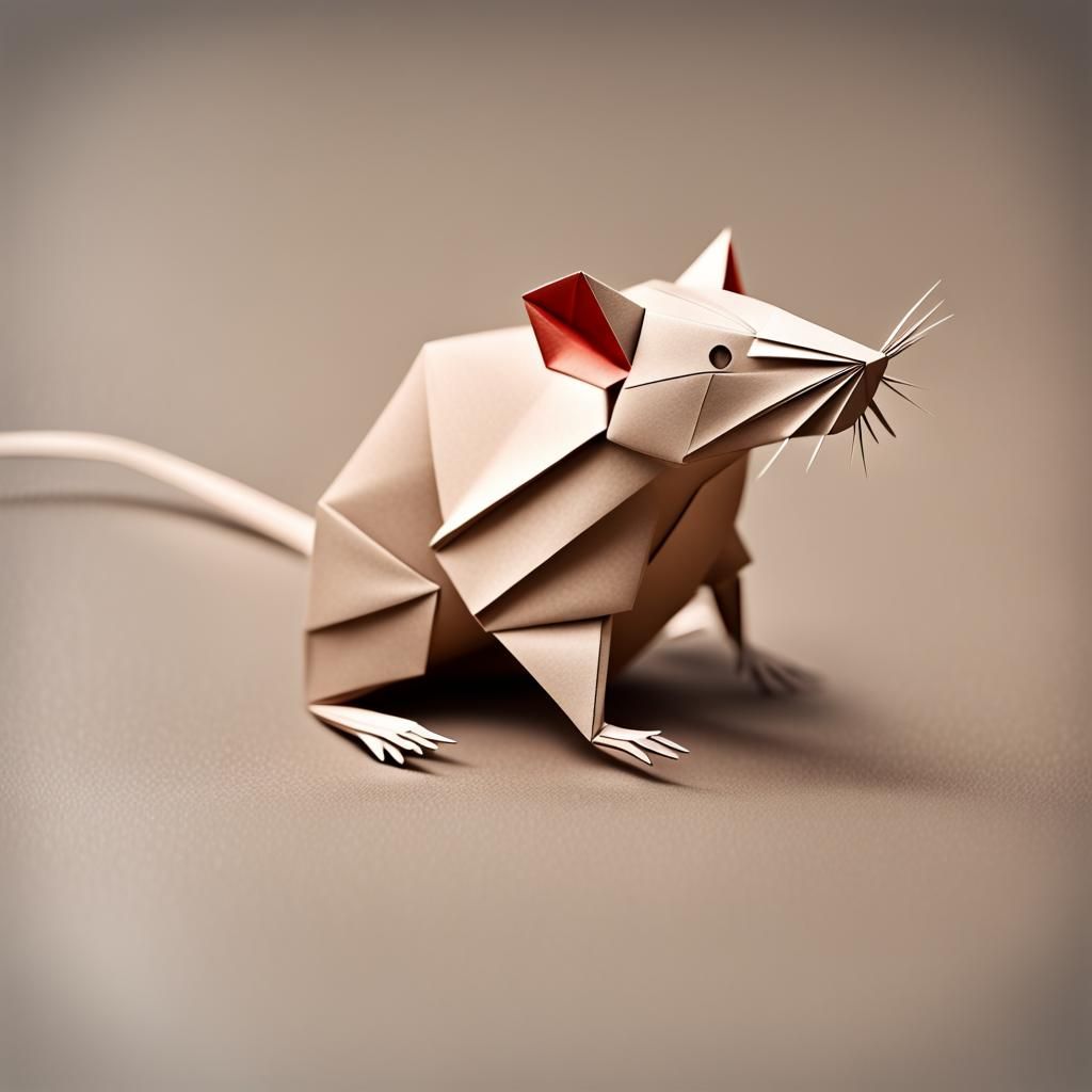 Origami Rat Papercraft in 8K Resolution