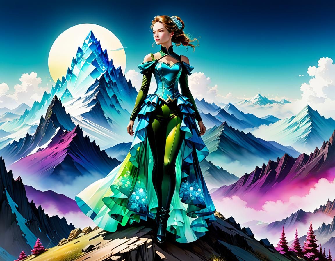 Debutante on Mountaintop with Fractal Alcohol Ink