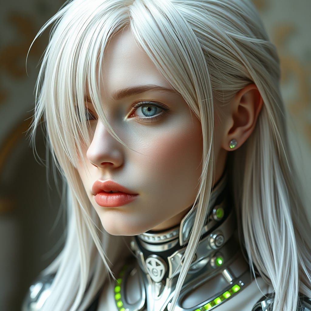 Futuristic Androgynous Figure with Crystalline Skin