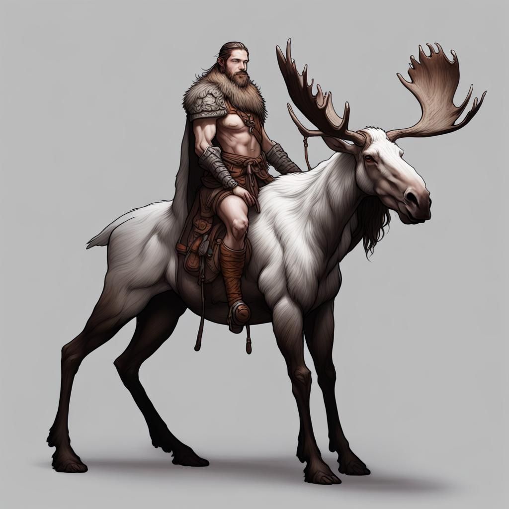 Ethereal Piebald Moose Centaur Character Art