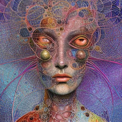 Abstract Nymph Portrait in Alcohol Ink Style