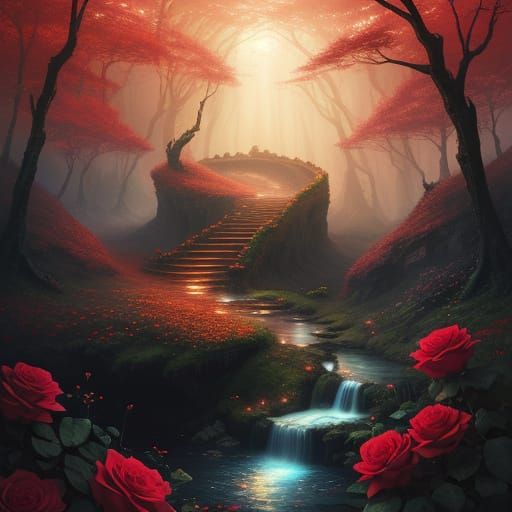 Rose Petals Unfold Into Miniature Fantastical Worlds