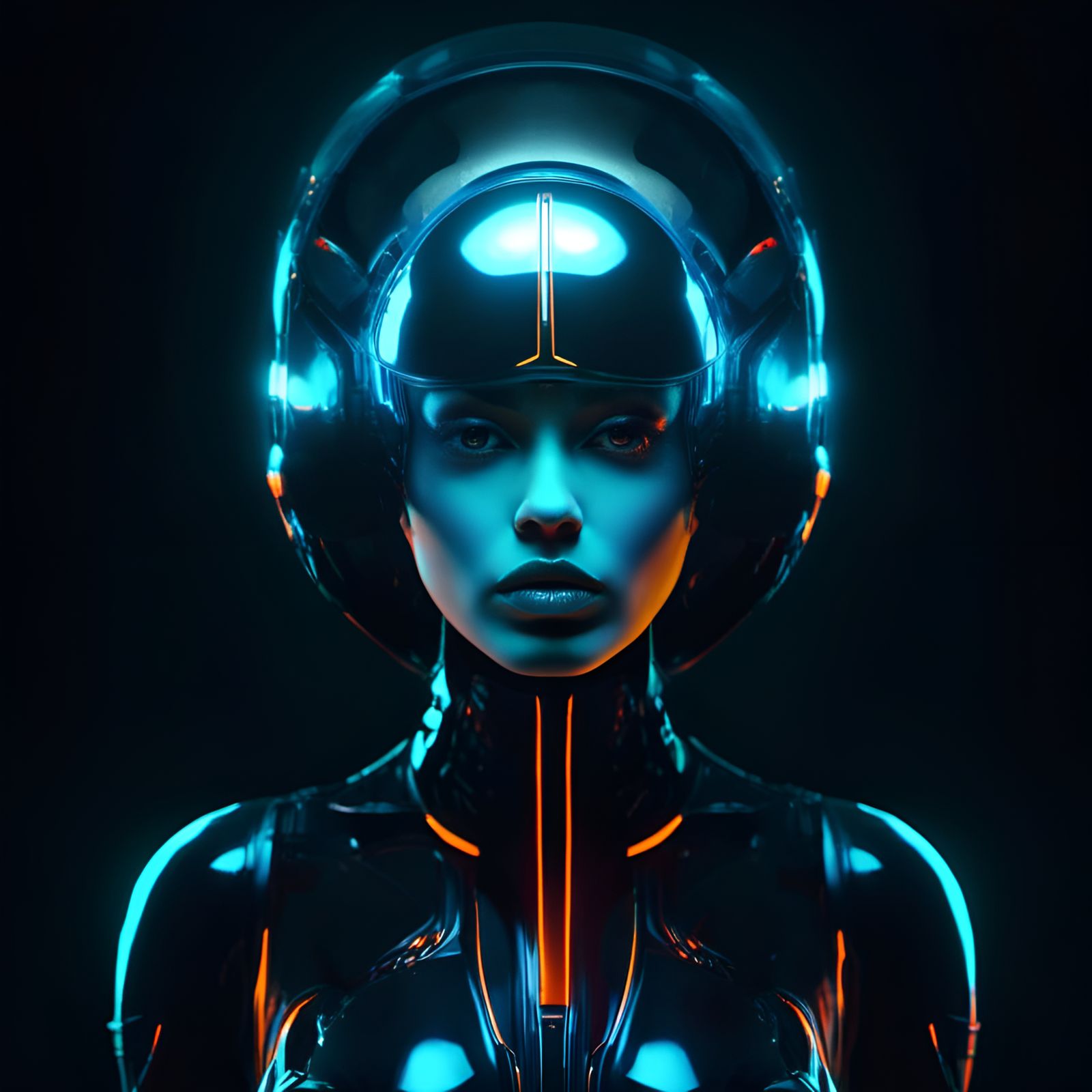 Bald Jedi Master with Orange Lightsaber in Spacecore Style