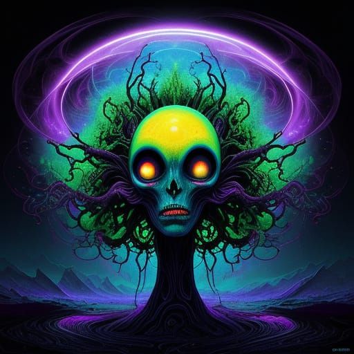 Surreal Alien Psychic Scream in Cosmic Psychedelic Art