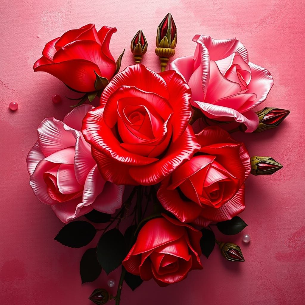 Delicate Crystal Roses in Soft Pink and Purple Haze