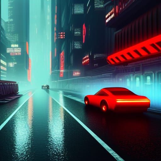 Cyberpunk Car Races Through Neon City in 4K