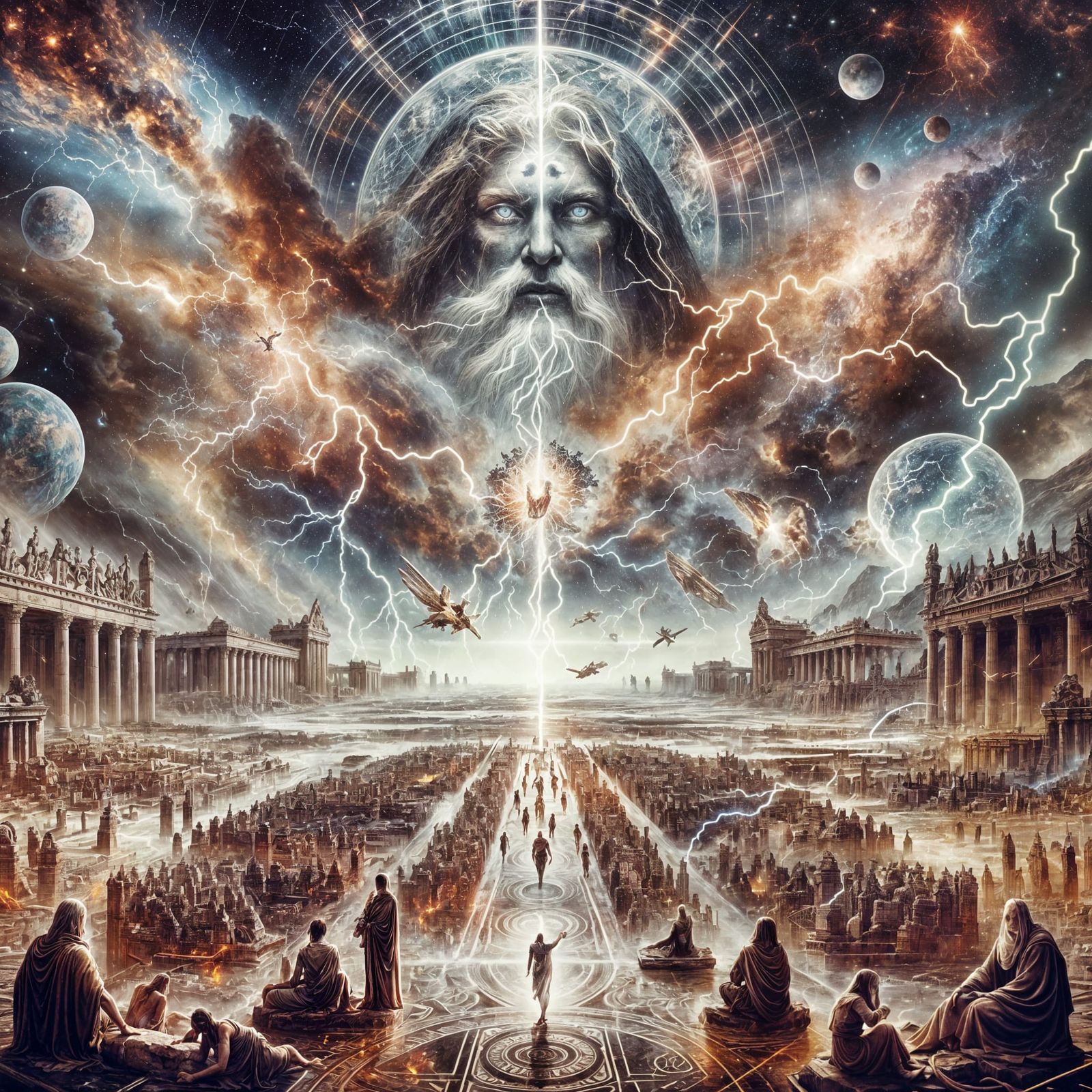 Ancient Civilization Faces God's Wrath in Double Exposure Ar...