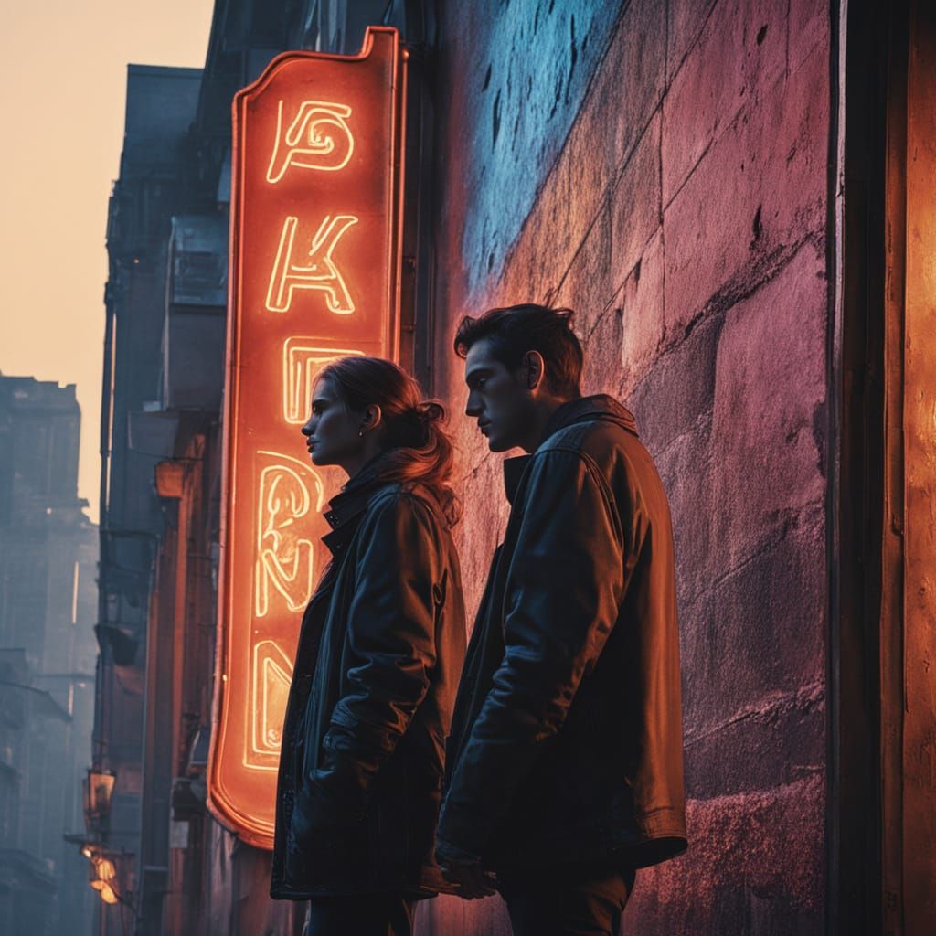 Lovers' Farewell in Faded Film Grain Style