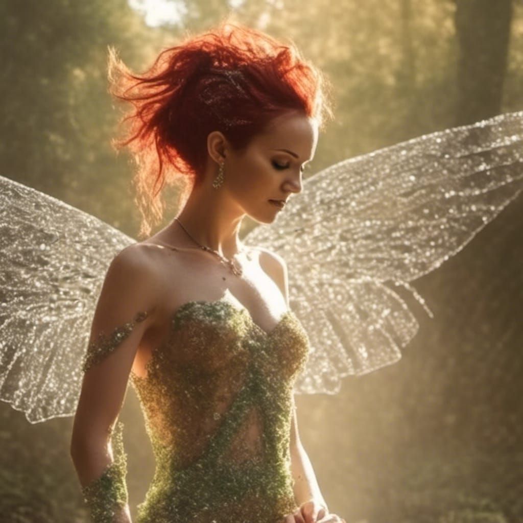 Attractive Fairy with Transparent Wings in Ektar Style