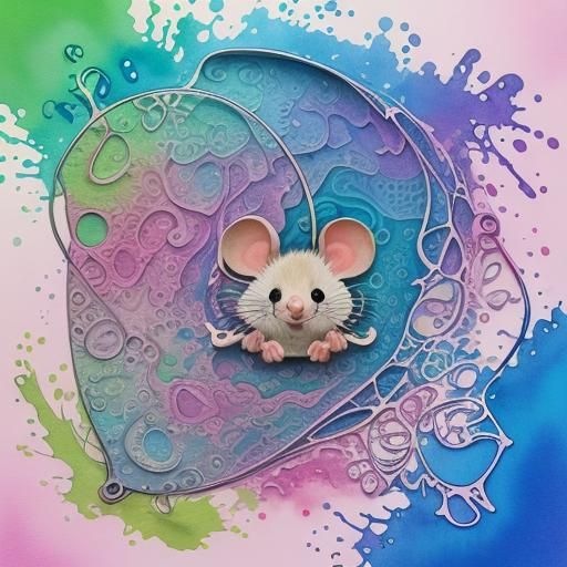 Cute Dormouse in Watercolour Graffiti Art