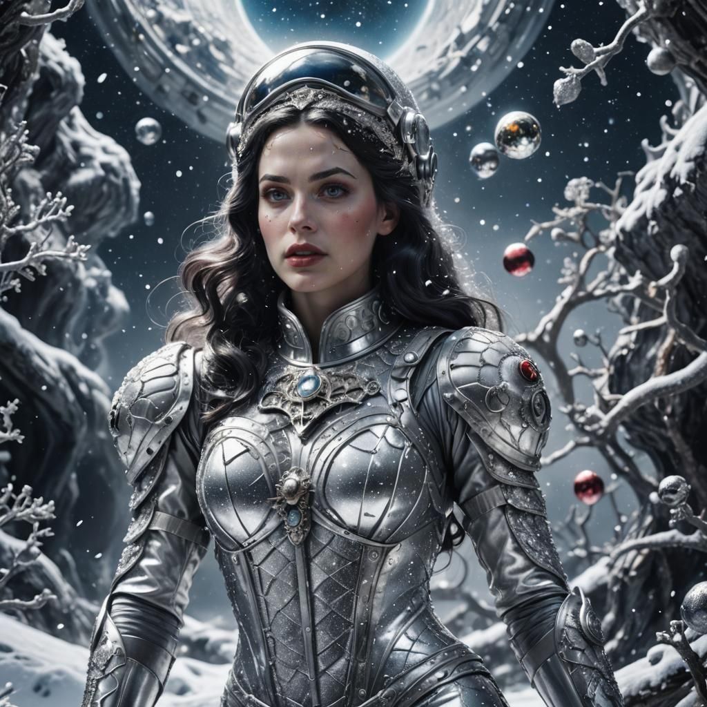 Snow White Space Mermaid Cosmonaut in Silver