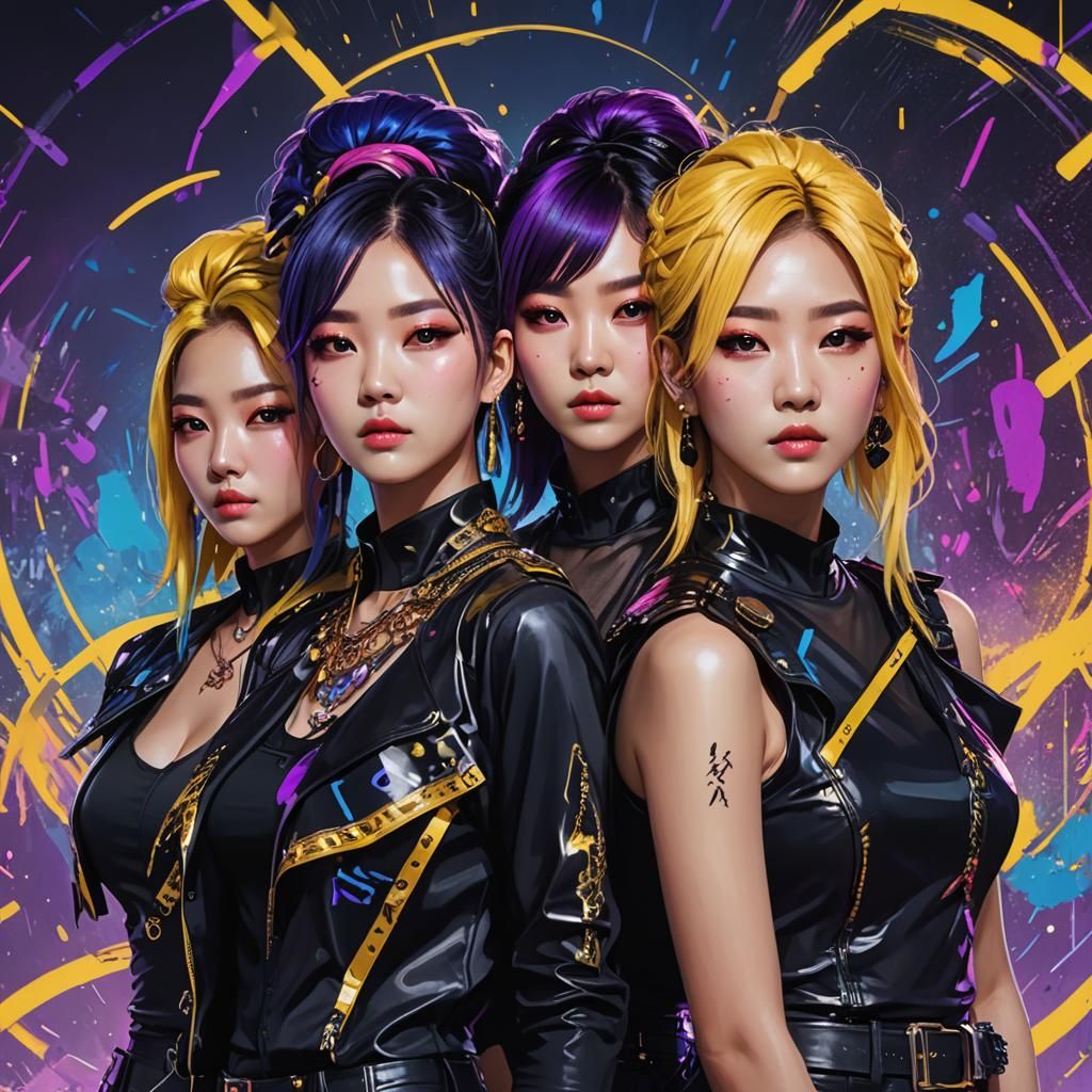 Fierce K-Pop Band Portrait in Volumetric Lighting