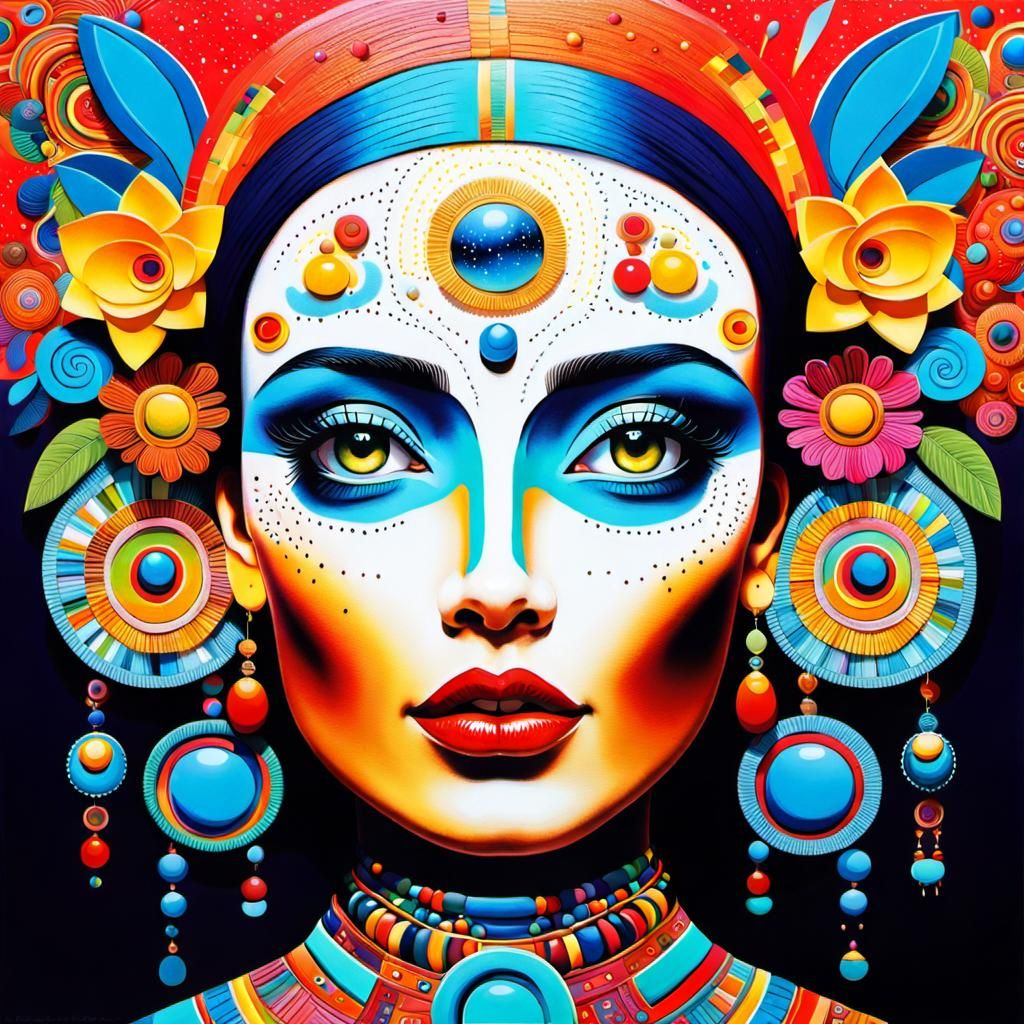 Mesmerizing Woman's Face in Pop Maximalism Style
