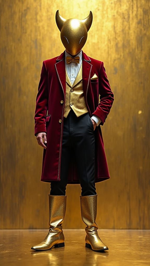 Avant-Garde Velvet and Gold Fashion