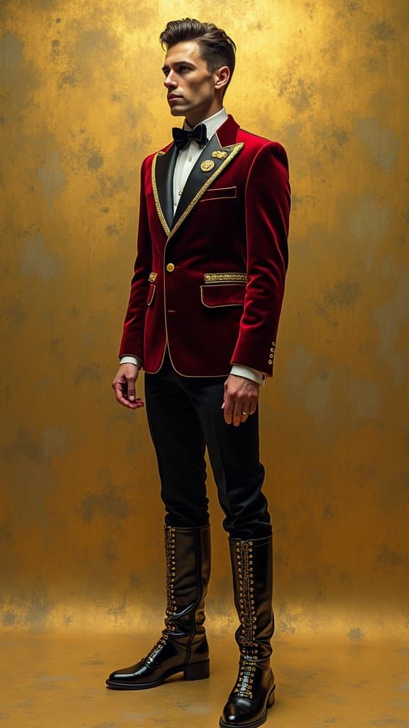 Avant-Garde Velvet and Gold Fashion