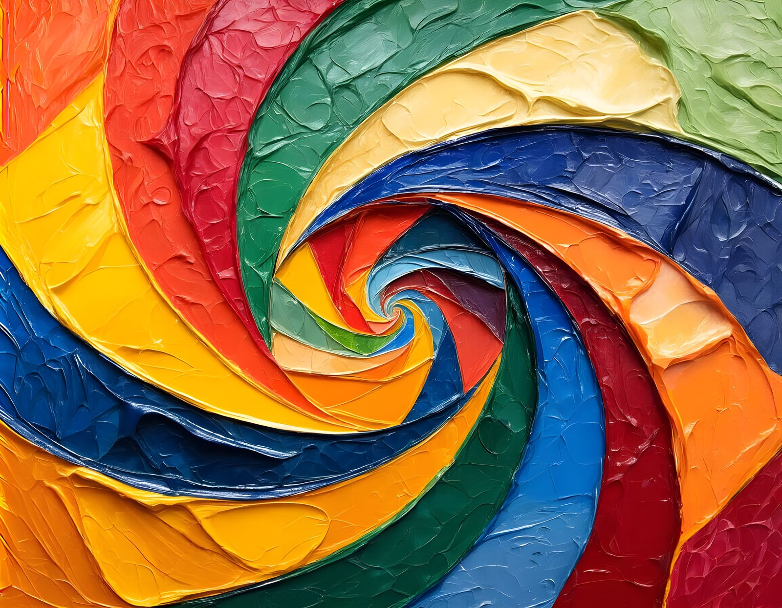 Abstract Geometric Swirls in Expressionist Oil Painting Styl...