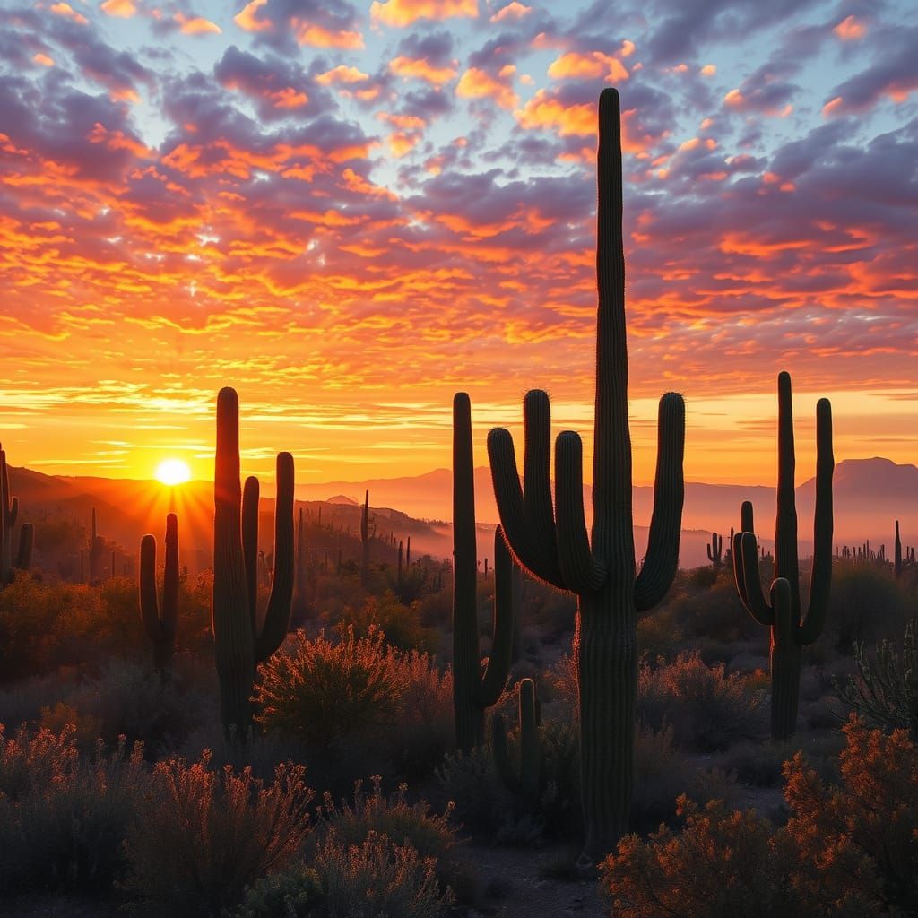 Saguaro National Park Sunset in Whimsical Light
