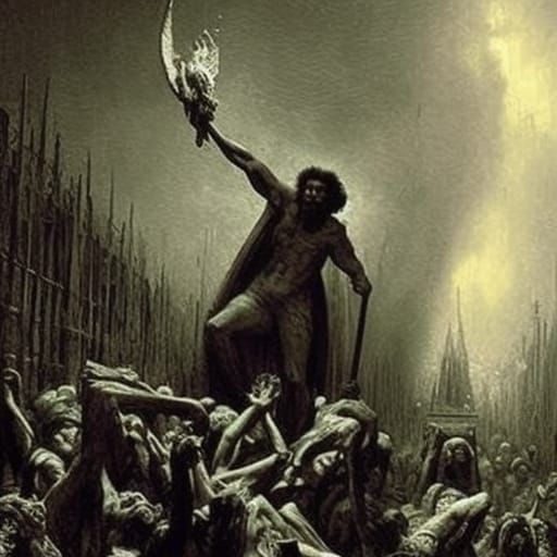 Dark Fantasy Mexicans in Engraving Horror Style