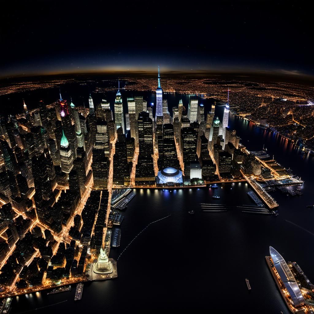 New York Skyline from Space at Night