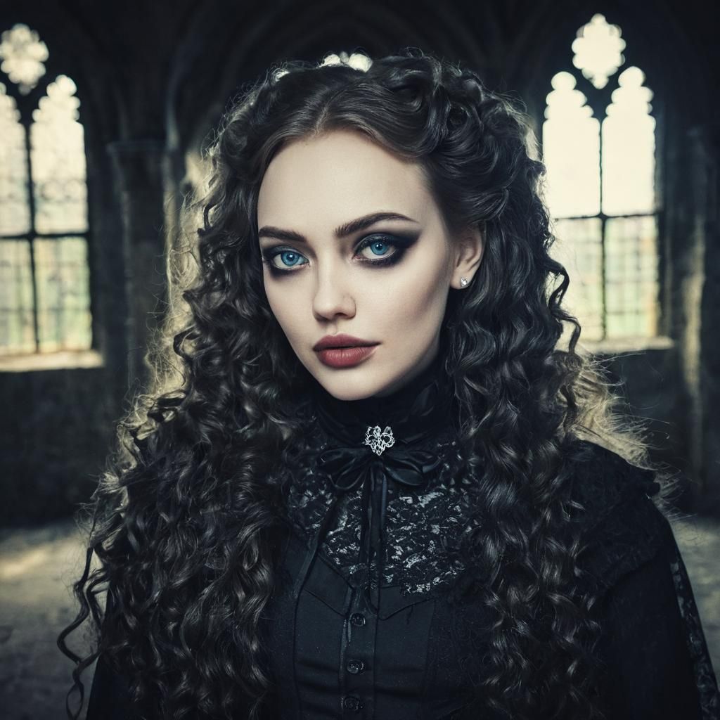 Victorian Vampire Girl in Gothic Castle