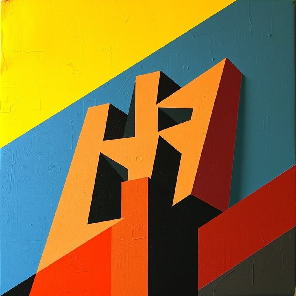Abstract Cubist Brick Wall Mosaic