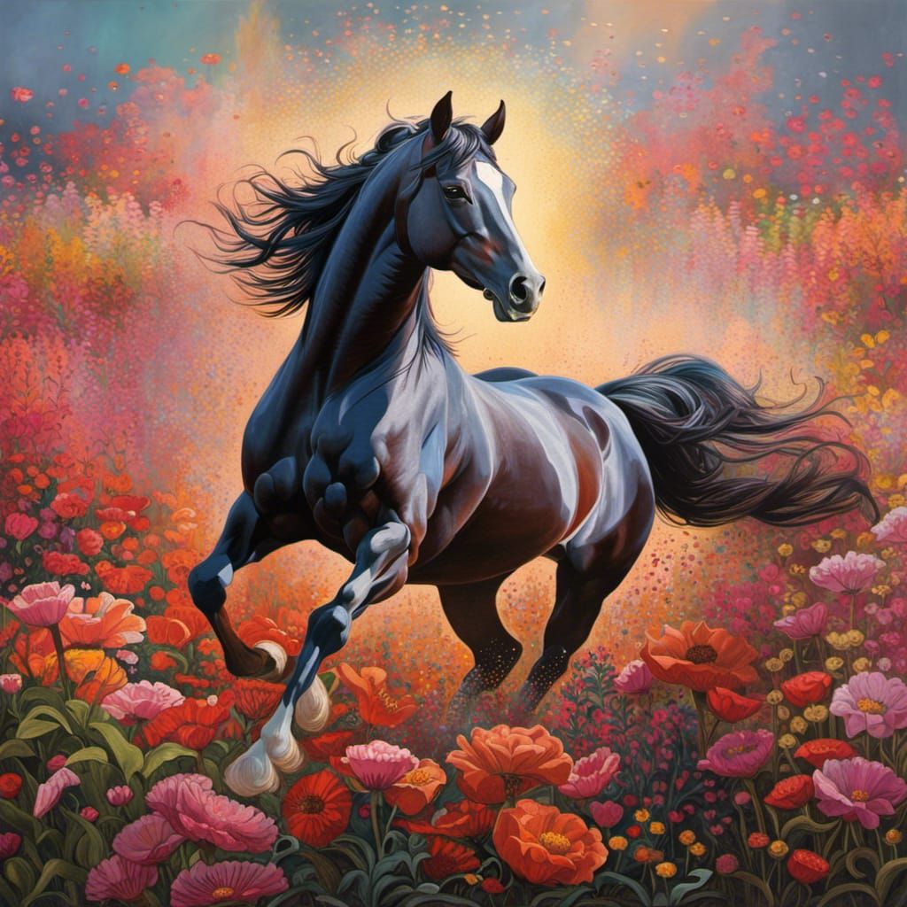 Galloping Through a Flower Field