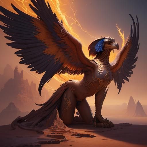 Majestic Phoenix-Sphinx Fusion: Fantasy Concept Art