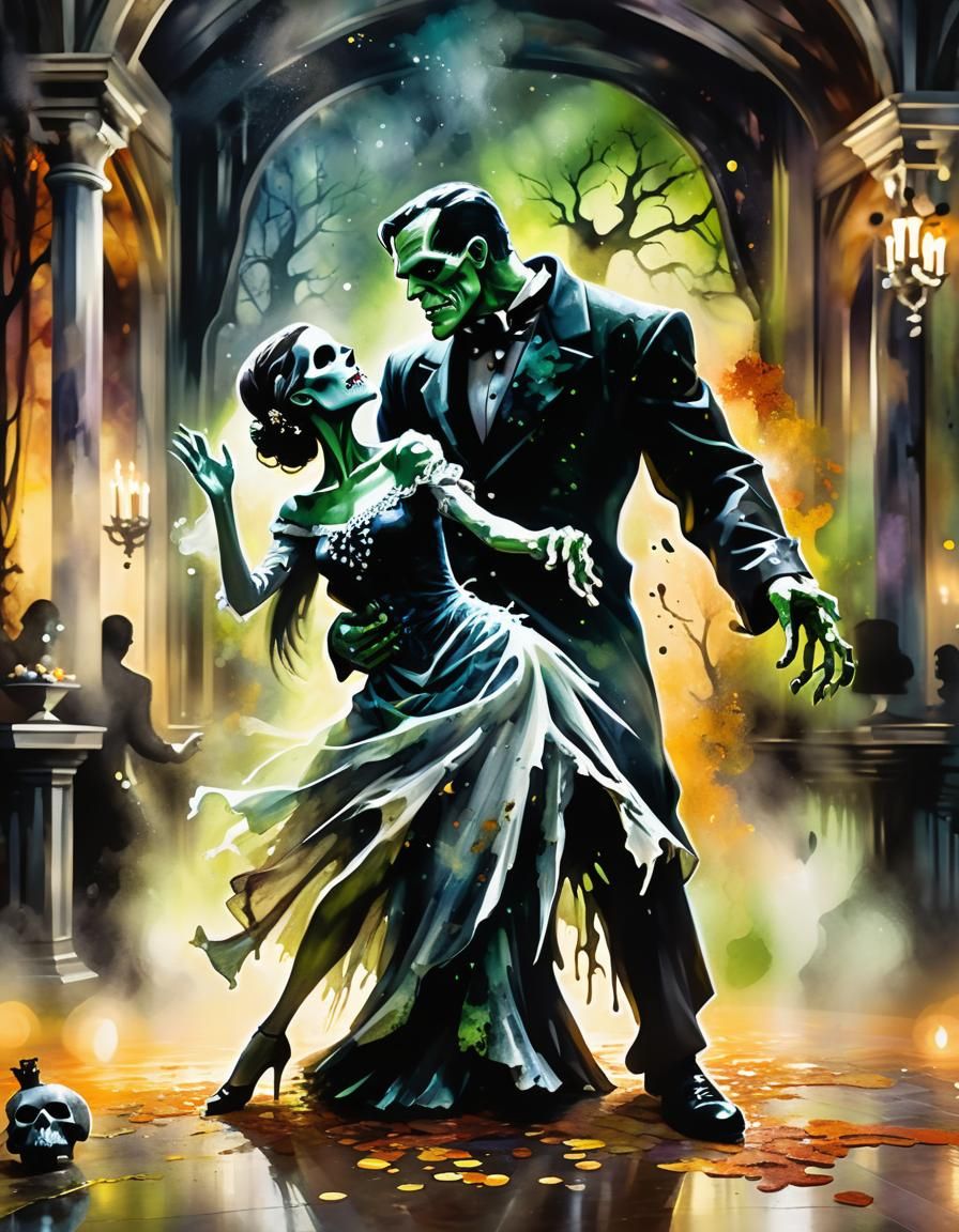 Halloween Ballroom Dance of the Undead: Dark Fantasy Art