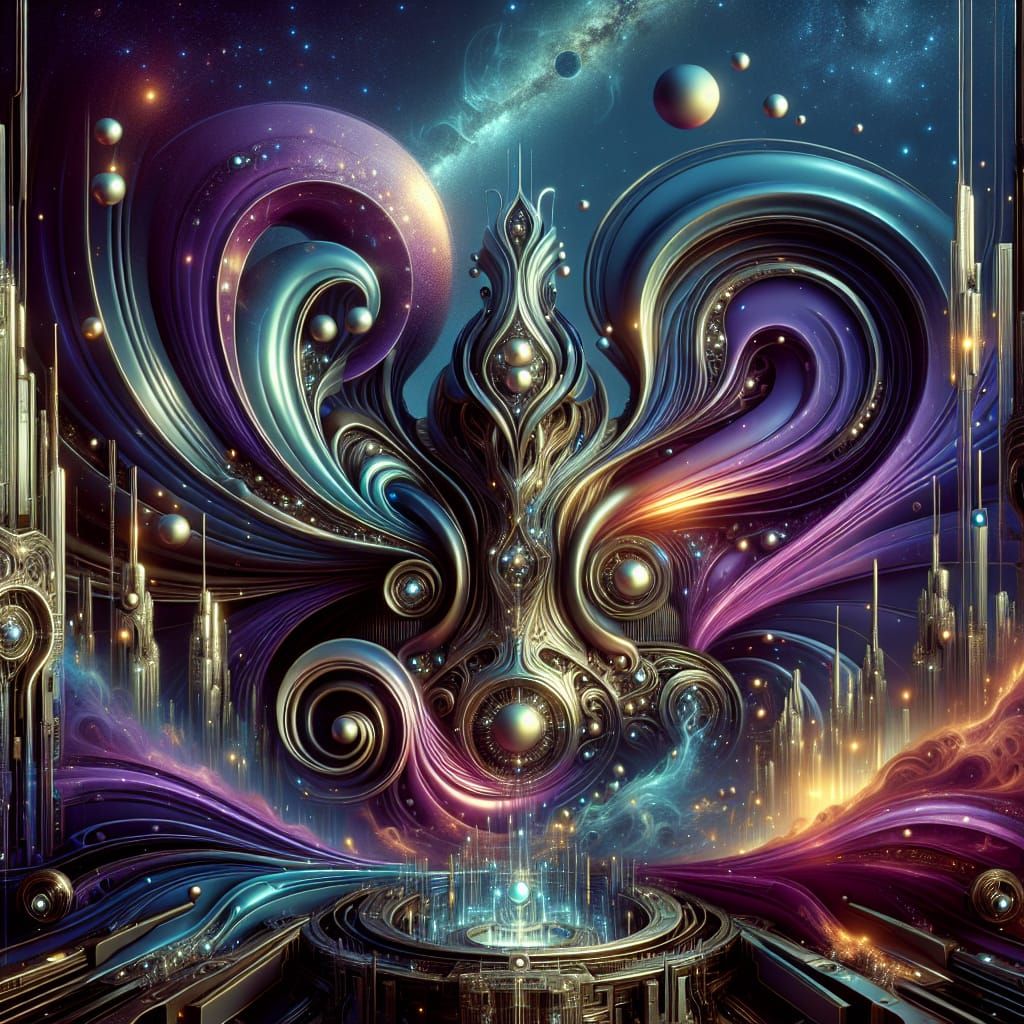 Retrofuturistic Cosmic Entity in Golden Age Sci-Fi