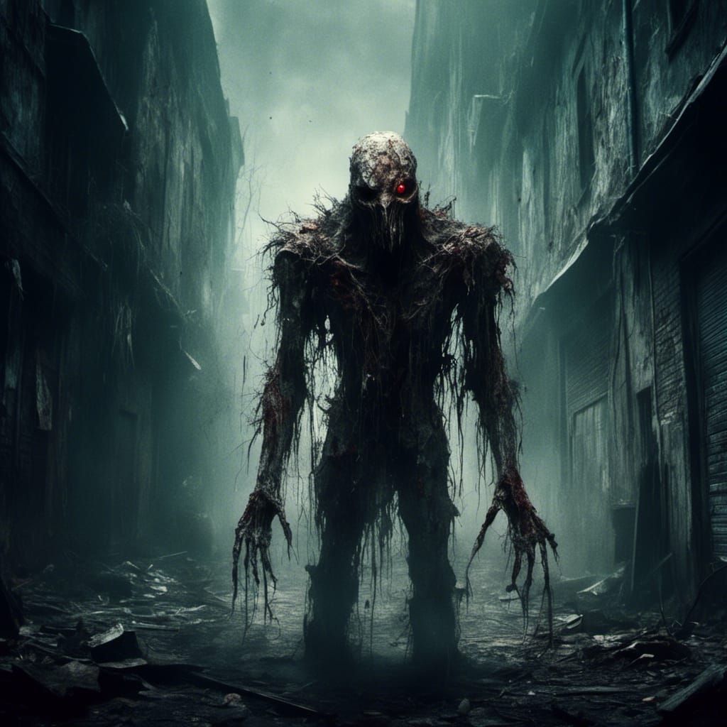 Macabre Creature in Dark Alley