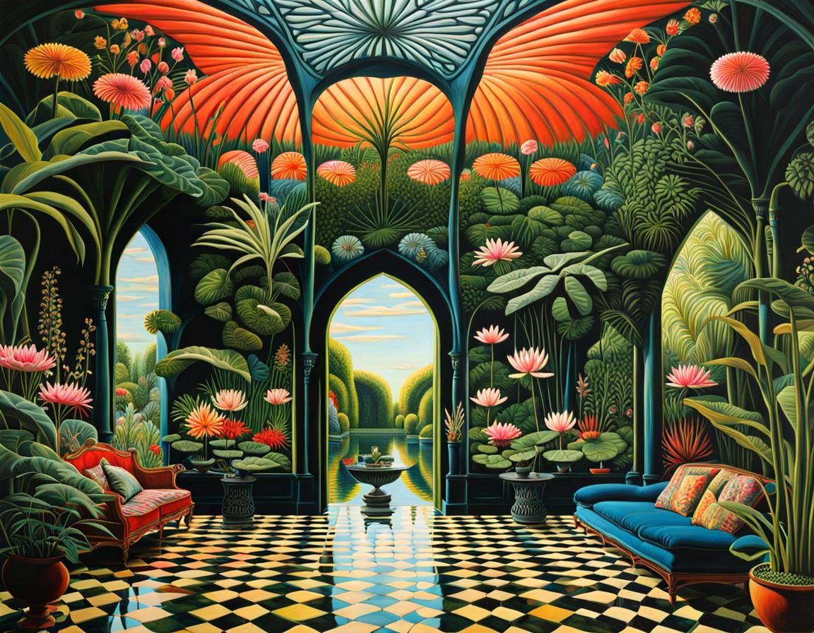 Infinity Room: Maximalist Matte Painting in Rousseau Style