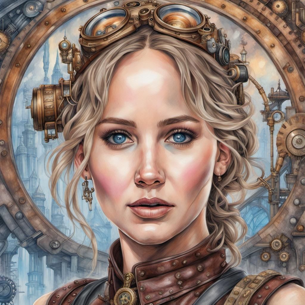 steampunk Jennifer Lawrence in a steampunk world
