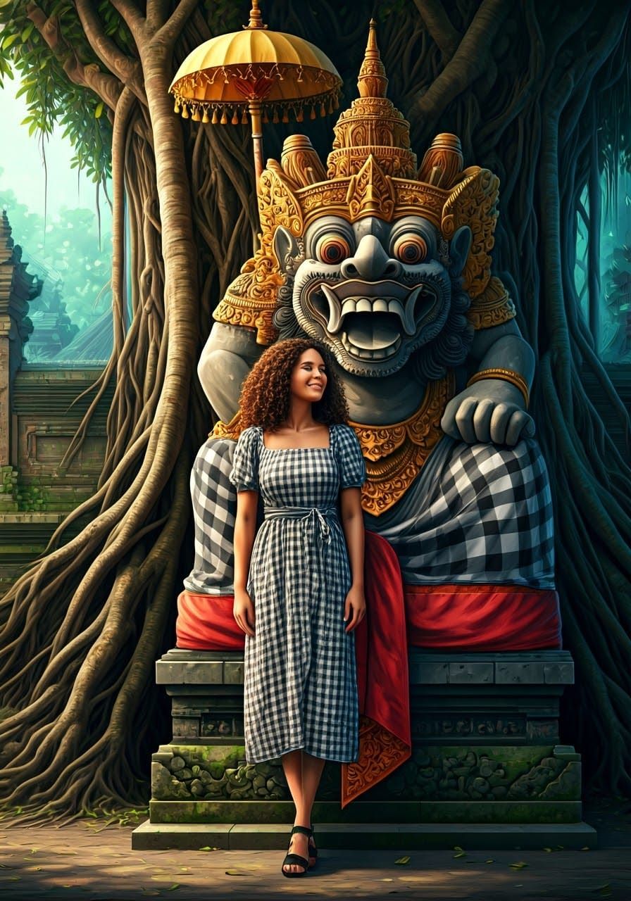 When gingham pattern meets checked pattern in Bali.