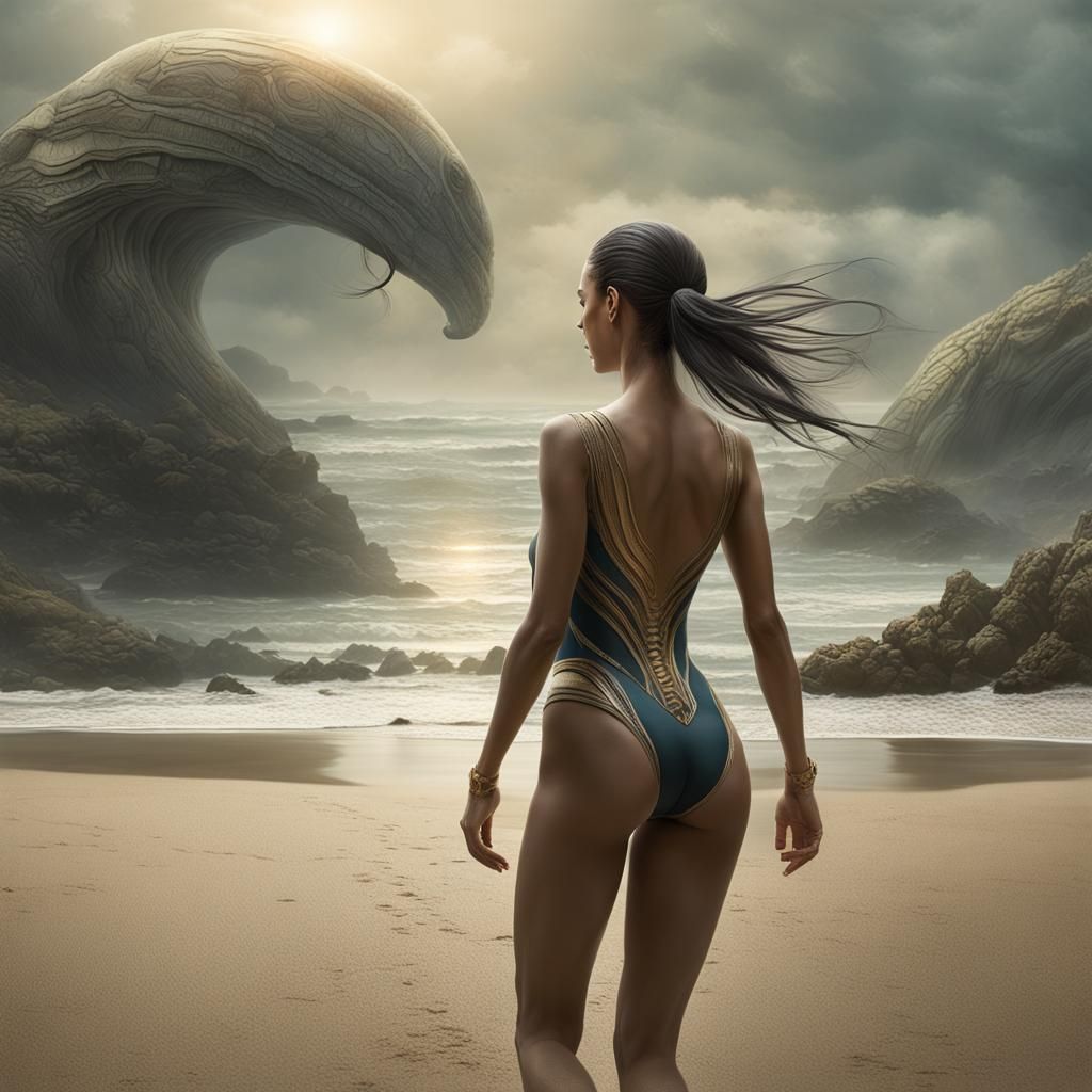 Beach Walker: Cinematic Digital Art
