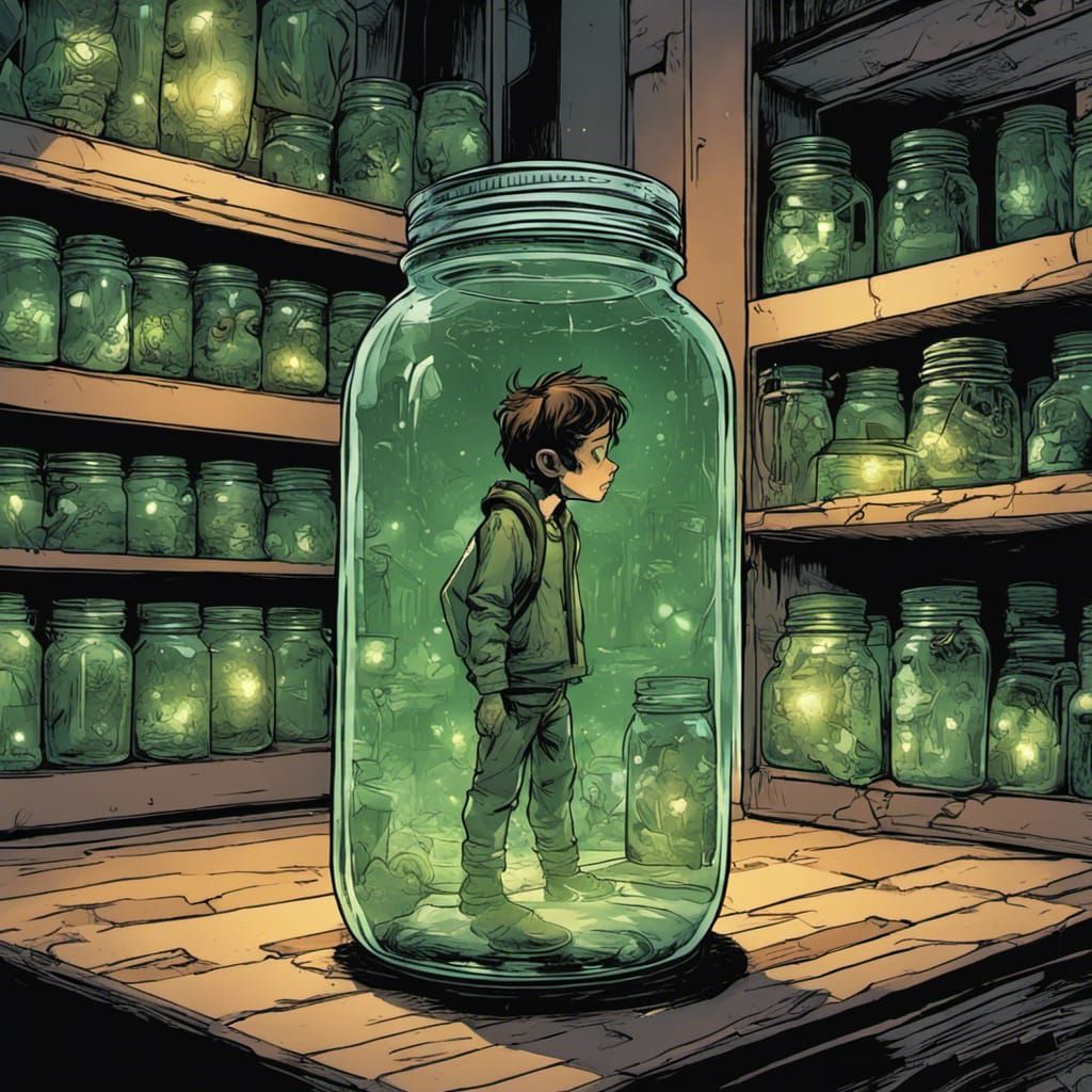 Firefly Gazes at Boy in Jar: Comic Book Art