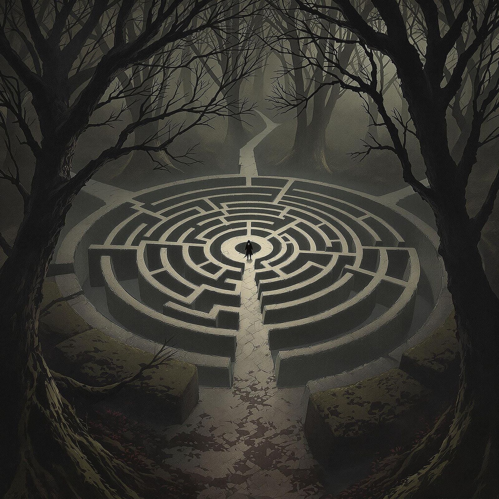Sinister Labyrinth Surrounded by Dark Forest